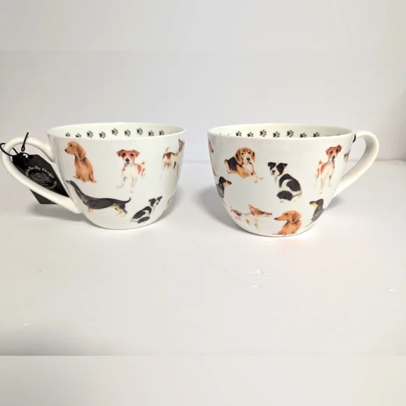 Portobello Bone China The Dog Loves Me Best Jumbo Mug Set - Picture 1 of 6